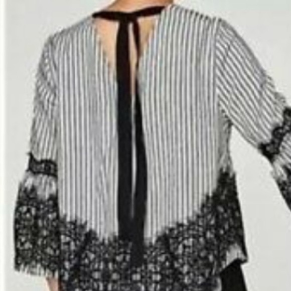 Zara Vertical Stripe Bell Sleeve Top NEW! - Picture 9 of 9